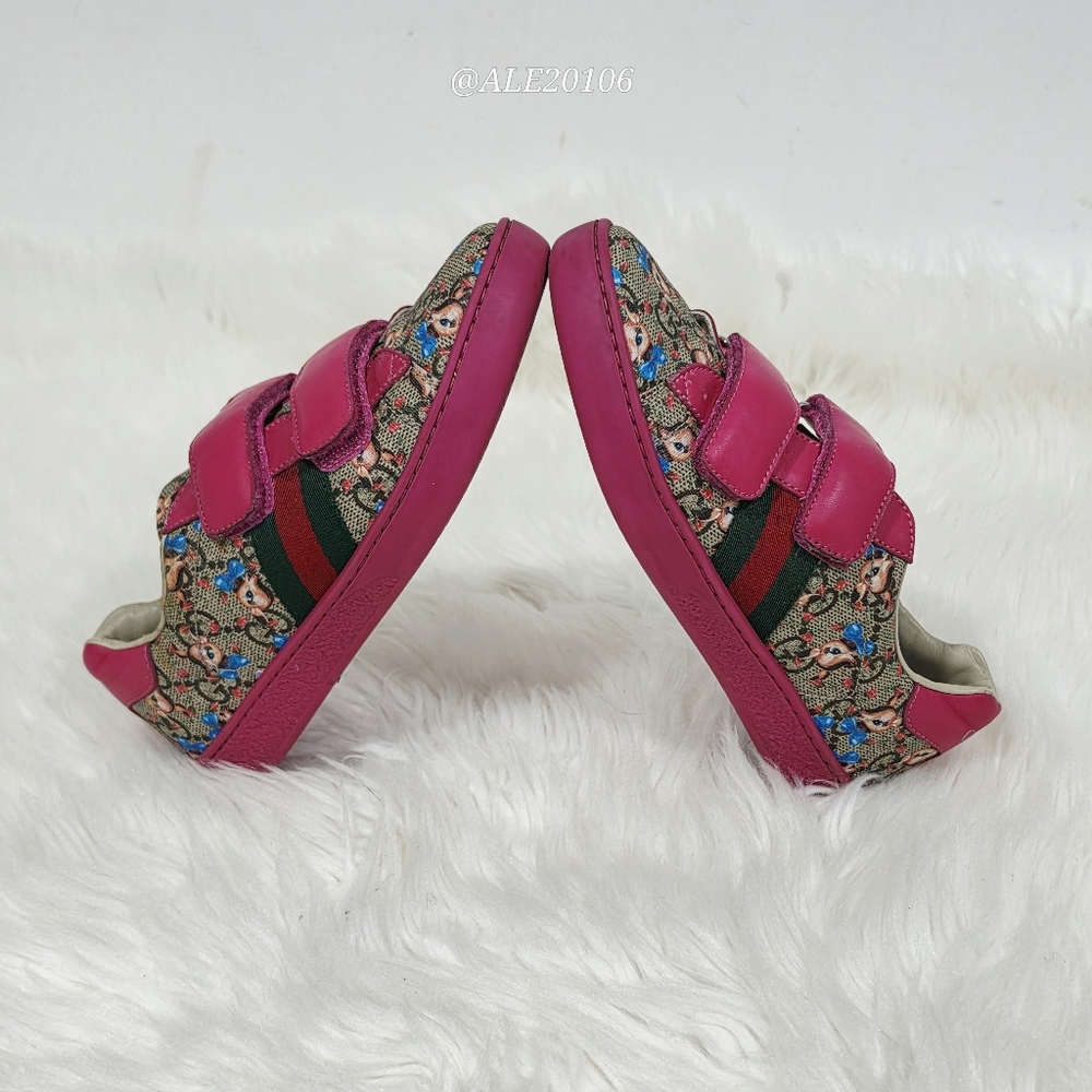Gucci Bambi GG Canvas Kids Sneakers Pink EU 31 US 13C Rare - Picture 8 of 13
